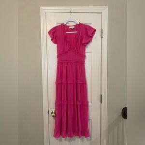 Pinch Fuchsia Ruffle Midi Dress S